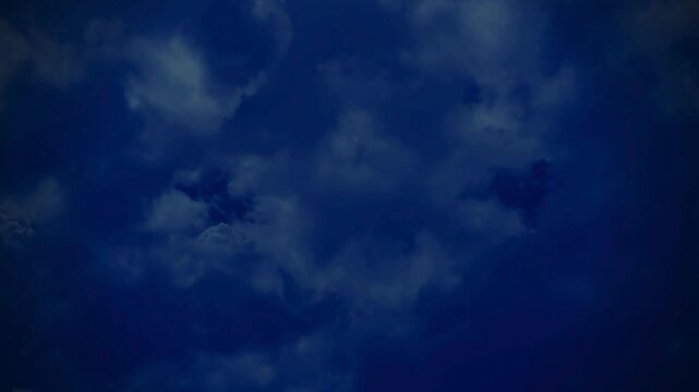 Timelapse of blue clouds background with lightning.