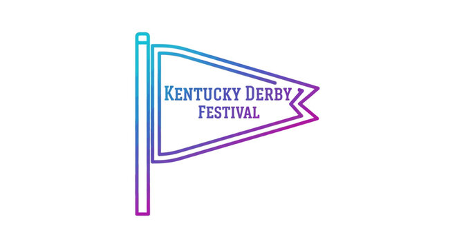 Outline illustration of the Kentucky Derby Festival pennant flag logo design, featuring vibrant