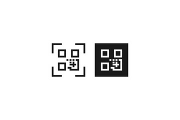 solid and outline icon of qr code