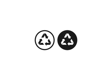 solid and outline icon of recycle