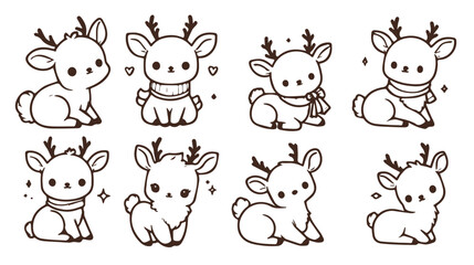 charming deer doodles in minimal line art style for kids rooms