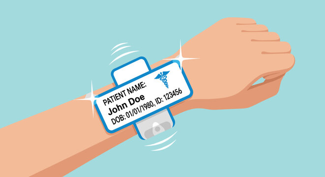 Digital Wristband with Patient Information.