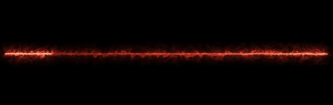 Red energy beam pulses across black screen