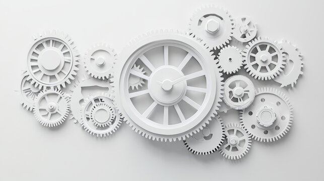 Engine components depicted as gears, representing car service and maintenance concepts.