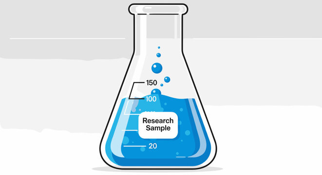 Laboratory Erlenmeyer Flask with Blue Liquid.