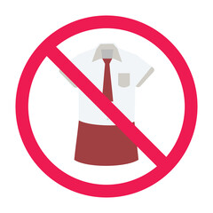 No elementary school students sign, forbidden sign with elementary school uniform icon, no school uniform allowed, vector illustration