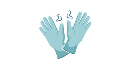 Obraz premium Pair of blue latex gloves steaming.