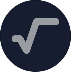Minimalist Flat Style Square Root Symbol within Circle Shape Icon