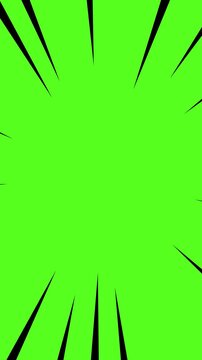 green screen vertical video of anime comic speed line background animation, Manga zoom speed line movement transparent 4K. Vertical Video