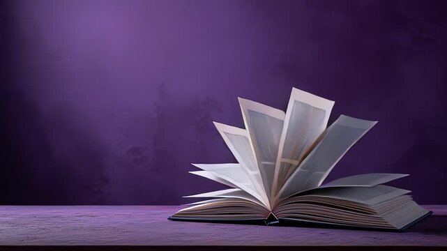 Open book with pages fanned out.