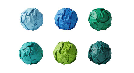 colorful paper balls arranged on a white background suggesting ideas creativity or waste design elements