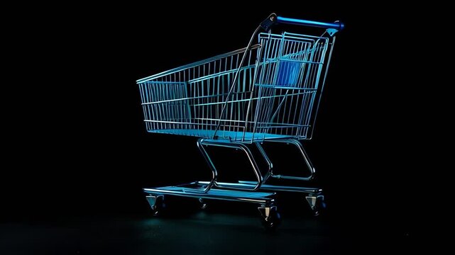Shopping cart on black background.