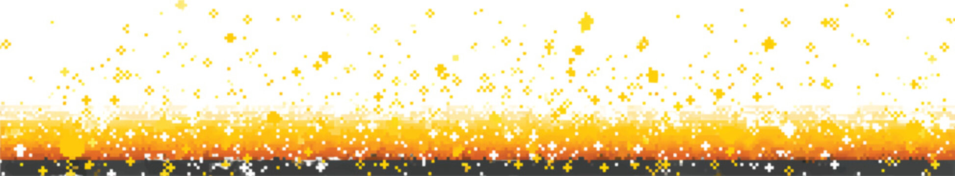 Pixel art with a pattern of yellow stars on a transparent background 