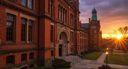 Obraz premium Yale University Architecture at Sunset Beautiful Historic Buildings New Haven Connecticut Campus Life