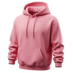 Pink hoodie with drawstring front view casual wear clothing isolated on transparent background