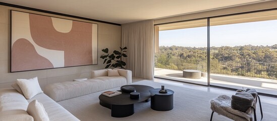 Modern living room with panoramic views