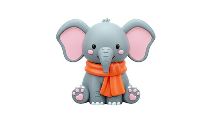 Obraz premium Cute cartoon elephant wearing an orange scarf