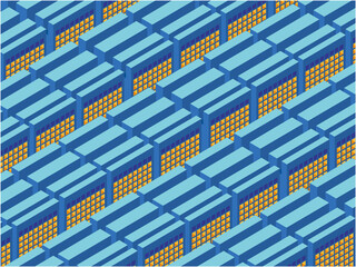 効率的な情報処理とビッグデータを象徴するアイソメトリックデザイン