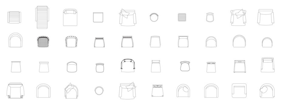 furniture icon interior plan view top set vector 