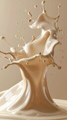 Obraz premium Dynamic Splash of Creamy Liquid Creating an Abstract Crown Shape.