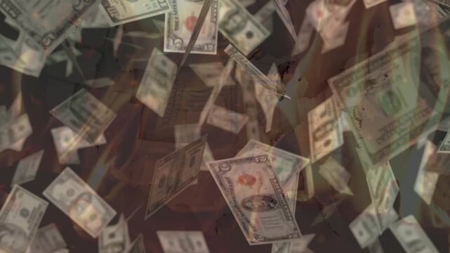 Money on fire background animation. Money dollar burning with Fire flame burn. The concept of inflation and devolution, the depreciation of money, the global crisis