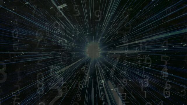 Number background with Light speed and technology lines effects