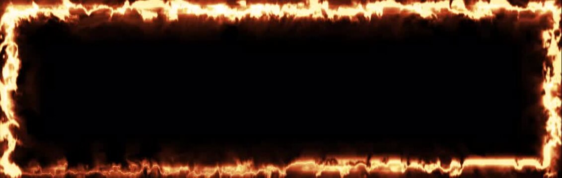 Fire frame borders glowing on black background