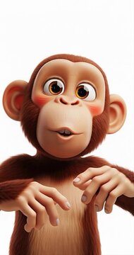 Cartoon monkey portrait smiling isolated