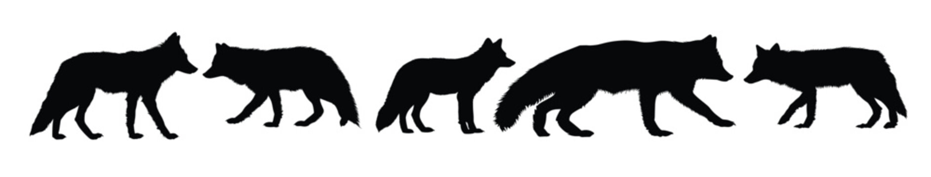  fox walking silhouette clipart bundle