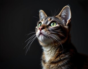 Fototapeta premium Elegant Feline Portrait with Piercing Green Eyes