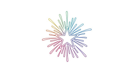 Obraz premium Vibrant rainbow colored star burst illustration on white background celebrating success and joy