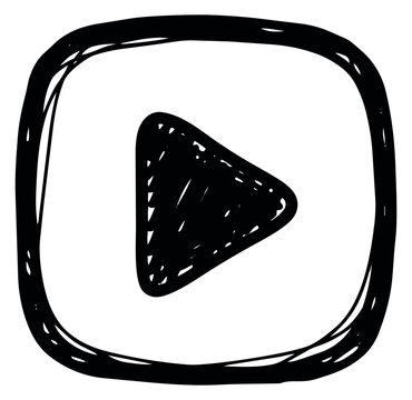 Hand drawn illustration of a play button icon depicting media playback for user interfaces