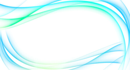 Elegant abstract blue and green wave frame on transparent background