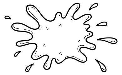 Fototapeta premium Hand drawn line art illustration of a splash depicting a fluid explosion with droplets for a design element