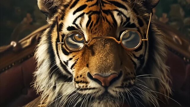 A tiger in a tailored suit pocket watch bow tie 4K Videos