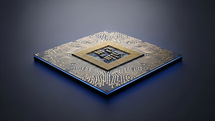 Fototapeta premium Modern CPU processor on circuit board-computer technology concept