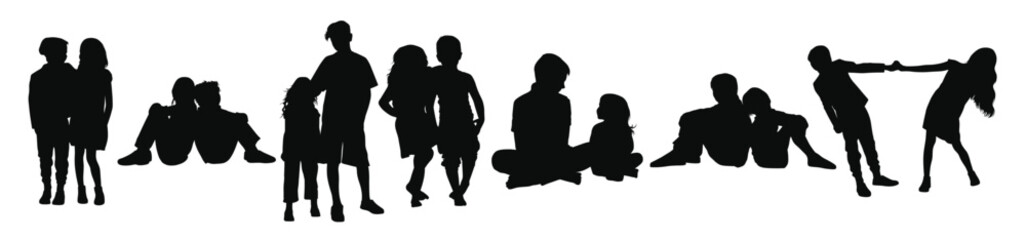 collection of brother and sister silhouettes in different poses