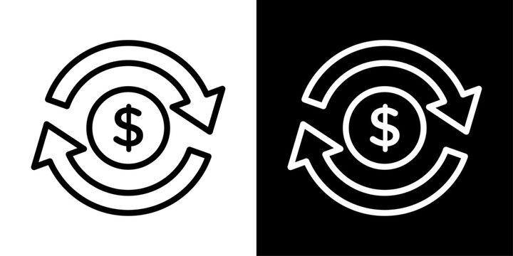 Currency exchange icon representing money conversion, financial transfer, exchange rate, global payments, and app interface.