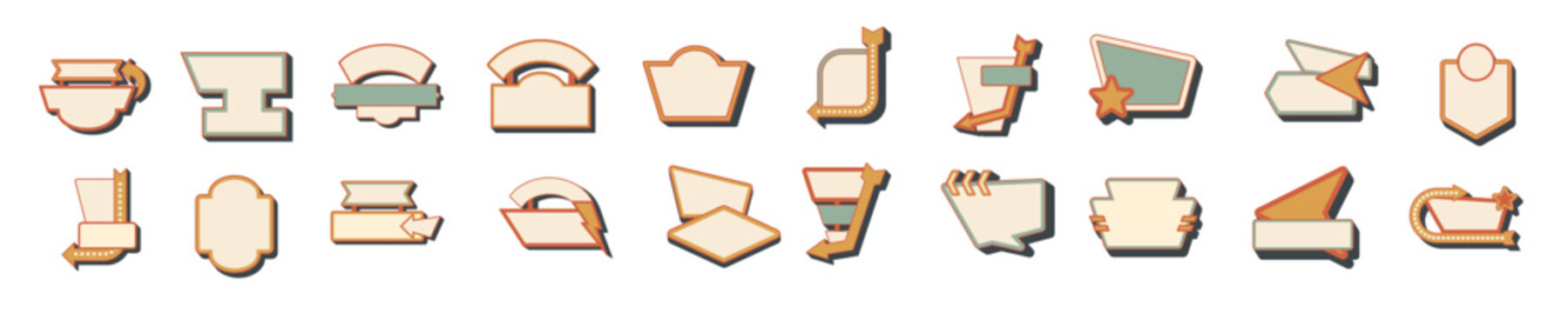 flat retro sign element set