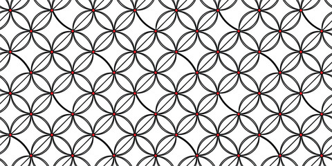 Seamless circular geometric pattern with overlapping ring shapes. Modern abstract lattice background ideal for wallpaper, textile, and surface design. Elegant repeating texture for print and digital 