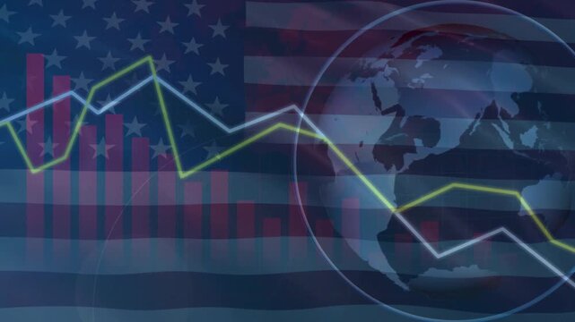 American Financial stock market investment is falling down. American Economic depression crisis. United States Economy Depression.