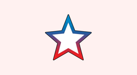 Obraz premium Modern patriotic star icon with blue and red gradient outline on a light background clean design