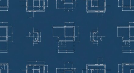 Fototapeta premium Seamless Blueprint Pattern of Architectural Floor Plans.