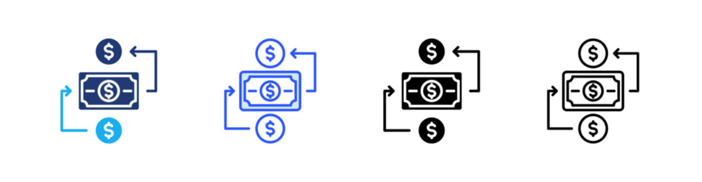 Cash Flow Multiple Style Icon Set Vector 