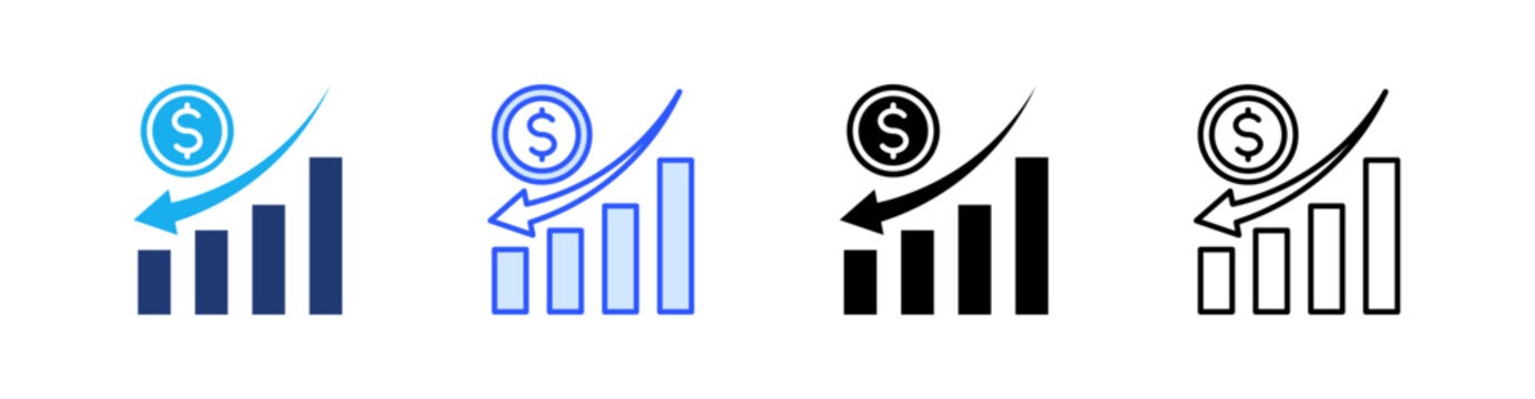 Deflation Multiple Style Icon Set Vector 