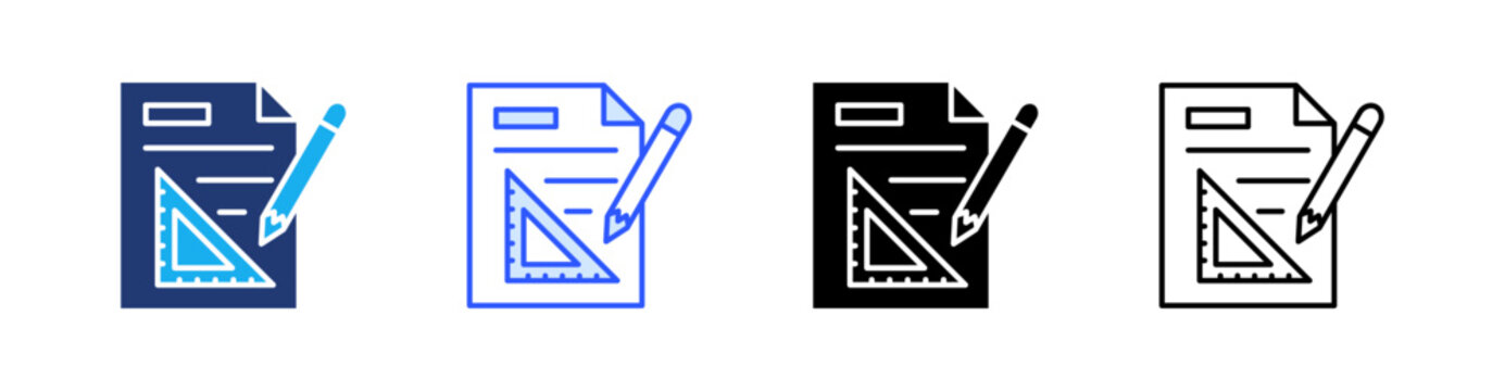 Drafting Multiple Style Icon Set Vector 