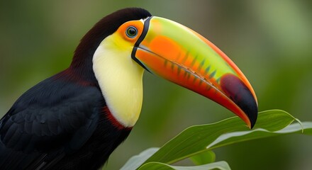 Fototapeta premium Close up Portrait of a Toco Toucan with Colorful Beak