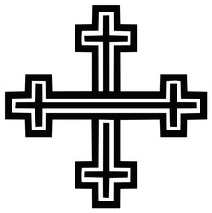 Obraz premium Jerusalem Cross Symbol, Vector Illustration: Traditional Christian Religious Sign in Black and White Design
