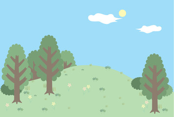 草花が生い茂る丘の風景