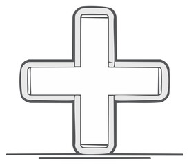 Fototapeta premium Medical Cross Illustration in Hand Drawn Style Isolated on White Background